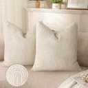 AELS Boho Decorative Textured Throw Pillow Covers 18x18, Modern Mid Century Rainbow Tufted Pillow Case, Farmhouse Rustic Geometric Woven Cushion Case for Bed Couch Sofa, Creamy White (Beige)