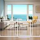 ALLAIBB Extra Wide Pressure Mounted Baby Gate Walk Through Child Kids Safety Toddler Tension White Long Large Pet Dog Gates with Extension for doorways Kitchen and Living Room (71.65-76.38"/182-194cm)