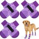 EXPAWLORER 6Pcs Anti Slip Dog Socks to Prevent Licking Paws, Dog Shoes for Winter, Double Sides Dog Boots & Paw Protectors Booties for Hardwood Floors with Grippers Small Medium Large Senior Dogs, L