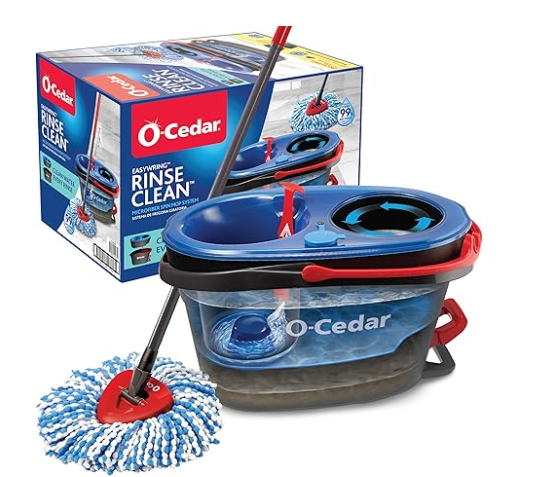 O-Cedar RinseClean Spin Mop & Bucket System | Clean with Clean Water | Removes 99% of Bacteria