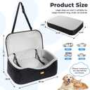 Dog Car Seat for Large Dogs up to 60 lbs or 2 Small Dogs with 4" Memory Foam, Back Seat Medium Pet Booster Seat with Triple Safety Belts, Adjustable Leashes, Detachable/Washable (Black/Gray, Large)