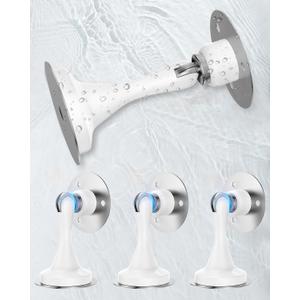 Magnetic Door Stoppers for Bottom of Door - 4 Pack Stainless Steel Door Stops Holder Catch for Wall Floor Mount - Easy No Drilling Strong Adhesive & Screws Keep Door Open Home Office Hotel Bedroom (White)