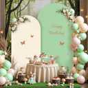 Tao-Ge Boho Arch Backdrop Cover Set of 2 - 7.2FT & 6FT Wedding Arch Covers - Double-Color Sage Green & Beige - Spandex Fitted Fabric - Stretchy Backdrop for Party, Baby Shower, Birthday Decoration