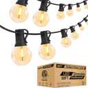 Lightdot 50FT Outdoor String Lights, LED Bistro String Lights with Shatterproof G40 Bulbs, 2700K Dimmable, Waterproof Hanging Lights for Porch, Party, Garden, Backyard, Balcony - ETL Listed