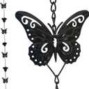 DFTDFYXYRain Chain Outdoor Rain Chains Aluminum Rain Chain Mill Finish Aluminum Gutter Adapter Downspout Catcher Water Feature Or Downpipe for Eaves Drainage,Outdoor Decor,Black,Black,2.6m(8.5ft)