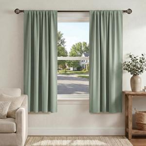 PONY DANCE Sage Green Blackout Curtains for Bedroom 72 inch Length 2 Panels Set, Thermal Insulated Rod Pocket Room Darkening Drapes for Living Room Window 2 Burg, Wide 42 x Long 72 inches
