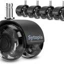 Sytopia Chair Wheels Replacement, Heavy Duty Office Chair Wheels for Hardwood Floors and Carpet, Replaces Mat Rubber Office Casters Universal Accessories Set of 5 Black