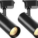 2-Pack 20W White H-Type LED Track Spotlights, 4000K Natural White Dimmable, Includes Free 7.28" Oval H Track Base – Ideal for Closet, Vanity, Art Display & Retail Shop