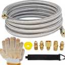 10 Feet High Pressure Braided Propane Hose Extension with Conversion Coupling 3/8" Flare to 1/2" Female NPT, 1/4" Male NPT, 3/8" Male Flare for RV, Cooker, Propane Fire Pit, Heater