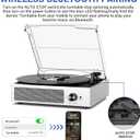 Vinyl Record Player with 2 Stereo Speakers Belt-Driven Vintage Turntables 3 Speed 3 Size Wireless Bluetooth Playback AUX-in RCA Out Headphone LP Vinyl Players Auto Stop Pale Silver