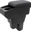 YJYWZH Car Armrest Box for Honda Fit Jazz Hatchback 2009-2013 Accessories Center Console Leather Arm Rest Double-Layer Storage Space with Cup Holder (Black Thread)