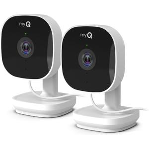 Chamberlain myQ Smart Indoor Security Camera  1080p HD Video, Night Vision, Motion Detection, Wi-Fi, Two-Way Audio, Smartphone Control, 2 Pack