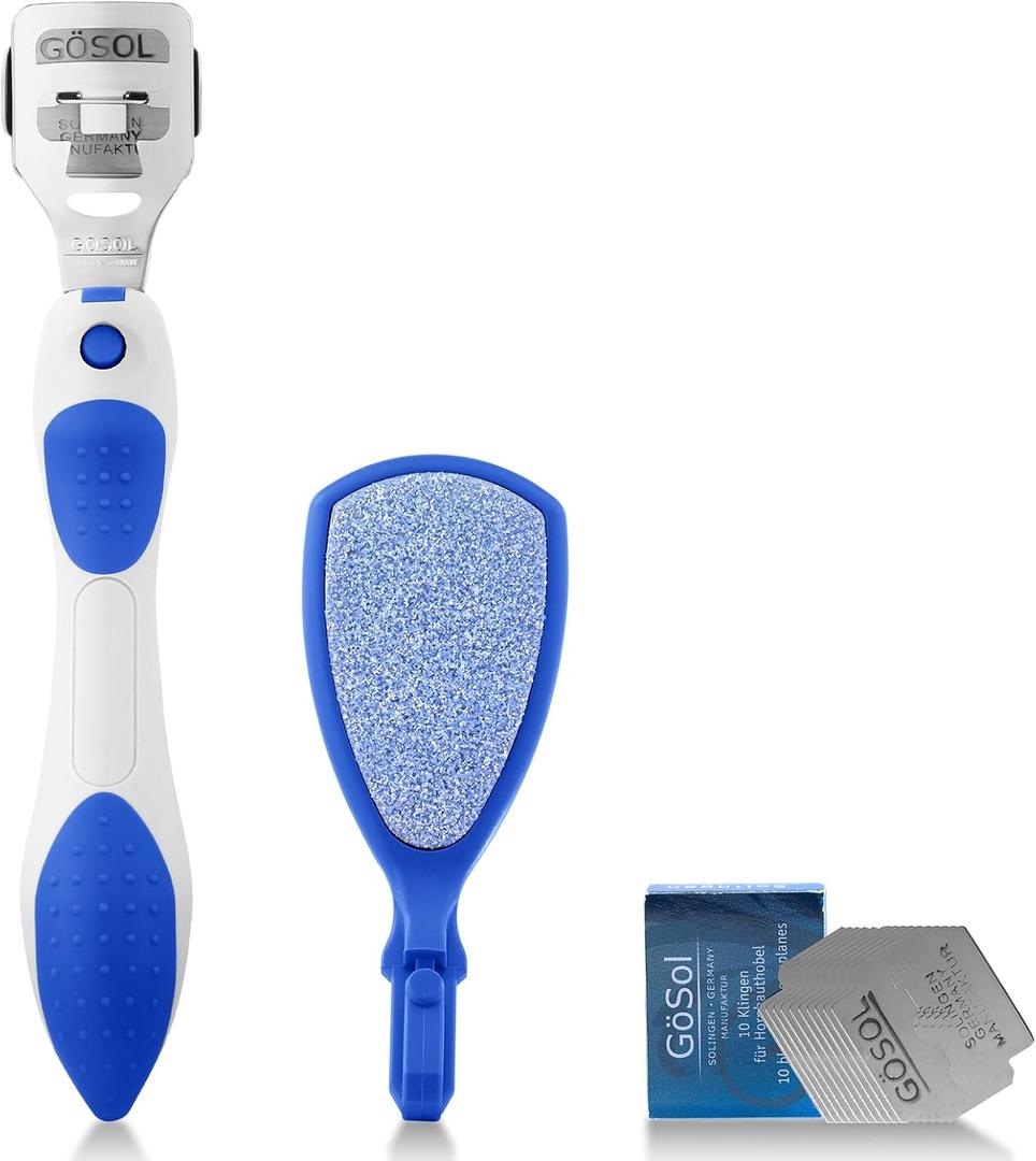 Foot Callus Remover Set, Durable Foot File and Foot Scrubber with 10Pcs Replacement Slices Blades, Callus Remover for Feet Callus Shaver Hard Dead Skin Pedicure Tools