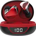 Small Wireless Earbuds for Small Ear Canals, Blue Tooth Ear Buds Earphones for iPhone Android, Red Micro Tiny Mini Earbuds Wireless Bluetooth Noise Cancelling Waterproof in-Ear Headphones for Sports (Black)