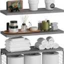 WOPITUES Bathroom Shelf Over Toilet, Floating Bathroom Shelf Wall Mounted with Wire Basket, Floating Shelf for Wall Dcor-Modern Grey (16.5inch)