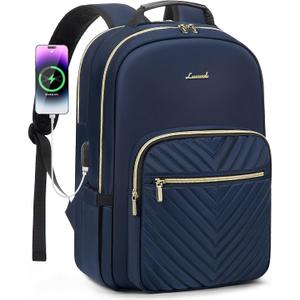 LOVEVOOK Laptop Backpack for Women 15.6 inch,Cute Womens Travel Backpack Purse,Professional Laptop Computer Bag,Waterproof Work Business College Teacher Bags Carry on Backpack with USB Port,Navy Blue
