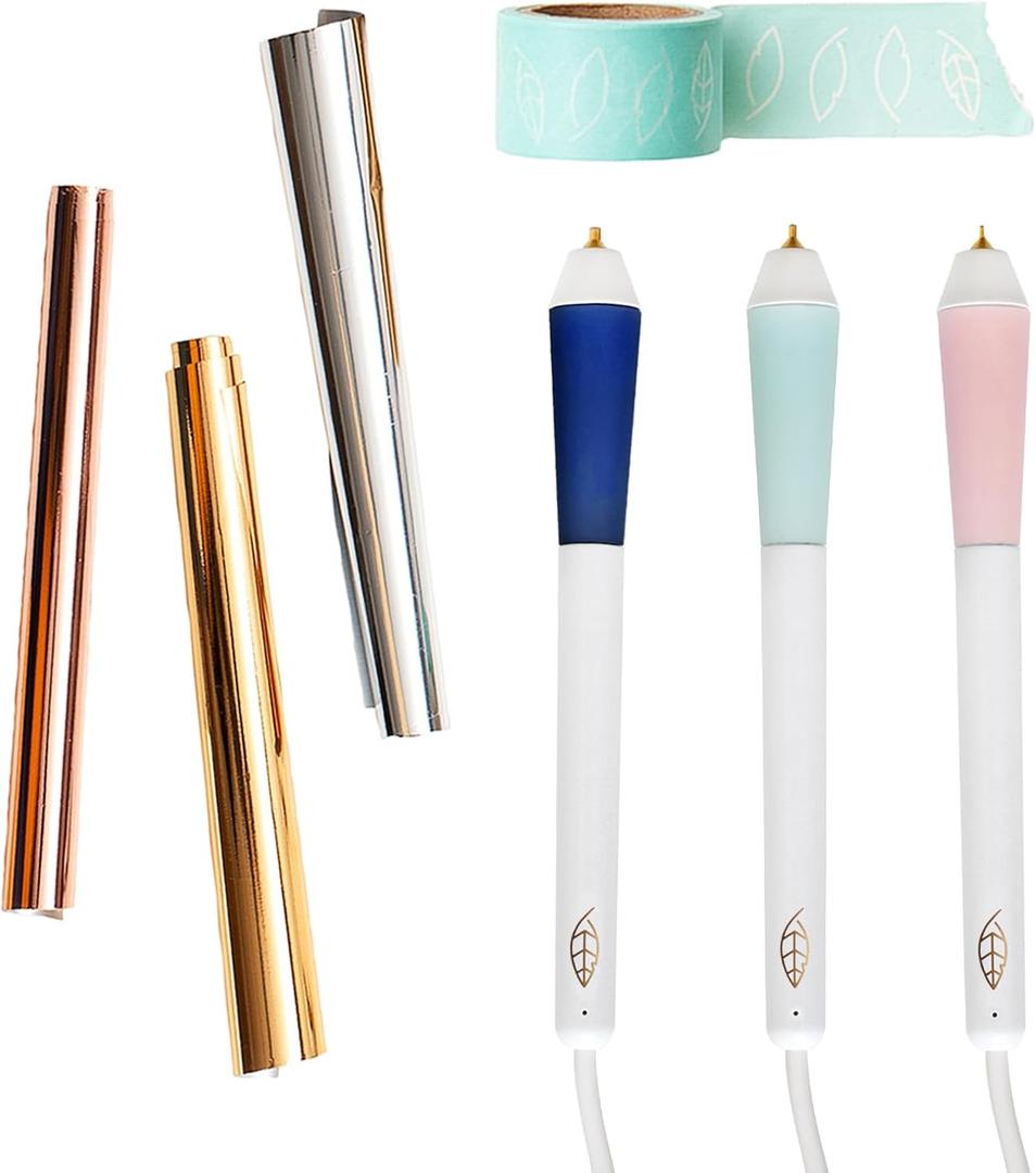 We R Memory Keepers Foil Quill Tool Freestyle Starter Kit, Includes Fine, Standard, and Bold Tip Pens, Foil Rolls in Gold, Silver, Copper, and Placement Tape DIY Scrapbooks, Journals, Planners, Cards