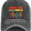 56th Birth Giftss for Women Men, 1969 Birth Giftss for Her Him Mom Dad Friends, 56 Year Old Birth Giftss 56th Birth Hat Vintage 1969 Hat Adjustable Washed Baseball Cap Giftss Grey