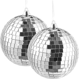 Disco Ball Mirror Ball, 4 Inch Cool and Fun Hanging Party Disco Ball, Party Decorations, Party Design, 2 Pack Silver