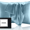 INSSL Silk Pillowcase for Women, Mulberry Silk Pillowcase for Hair and Skin and Stay Comfortable and Breathable During Sleep Silk Pillow Cases (Blue Gray,Standard)