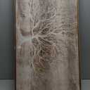 Framed Vintage Neutral Tree of Life Wall Art for Living Room, 20x40 In