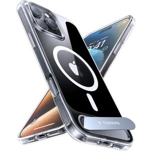 TORRAS Strong Magnetic & Seamless Stand for iPhone 16 Pro Case Clear, Fit for MagSafe, Never Yellow, 4X Military Grade Drop Tested Kickstand Protective Phone Case for iPhone 16 Pro 6.3", Clear