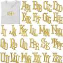 Suncalla 78 Pieces Iron on Letters Patches, Alphabet Embroidered Patches a to Z Fishtail Shaped Letters for DIY Accessories Clothes, Dress, Hat, Socks, T-Shirt, 1.97 Inch(Gold,1.97 Inch)