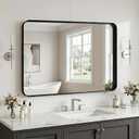 Suidia Bathroom Mirror, 24" x 36" Wall Mirror Metal Framed, Bathroom Vanity Mirror for Living Room Bedroom Bathroom Entryway, Black, Rounded Corner Style
