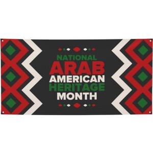 Arab American Heritage Month Banner Festive Single Sided Printed Banner For Holiday Party Supplies Home Decor, Medium, Black