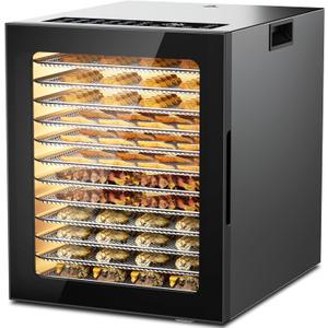 Food Dehydrator Machine, Stainless Steel Digital Food Dryer for Home,10 Presets, 48H Timer and Temperature Control, 850W Dehydrators for Food and Jerky, Dog Treats,Meats & Veggies (Black Gray)