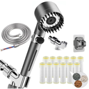 HOTIMO Filtered Shower Head with Handheld  High Pressure 3 Spray Modes Showerhead with Filters, 11 Replaceable Water Softener Filters for Hard Water | Ion Shower Drops Head with 75" AntiBurst Hose