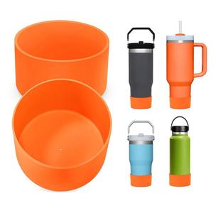 PICcircuit 2PCS for Stanley Boot, Silicone Bottom for Quencher Adventure 40oz 30oz IceFlow 20oz 30oz Bottle&for Hydroflask Tumbler 12-24oz for Stanley Cup Accessories Avoid Scratches&Noise (Orange)