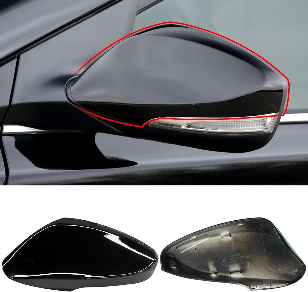 Yumzeco Compatible with Hyundai Elantra MD Side Mirror Cover Cap 2011 2012 2013 2014 2015 2016, Left Driver Side Mirror Caps Replacement W/Light, Clip-on Replace for 876163X000 Glossy Black - Left