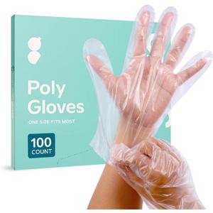 Comfy Package [100 Count] Disposable Poly Plastic Gloves for Cooking, Food Prep and Food Service | Latex & Powder Free - One Size Fits Most