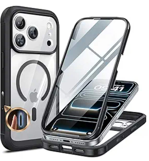 Miracase for iPhone 17 Pro Max Case 6.9" Full-Body Phone Case with Built-in Glass Screen Protector& Full Camera Protector,[Magnetic with MagSafe] Drop Proof 17 ProMax Cover, Black