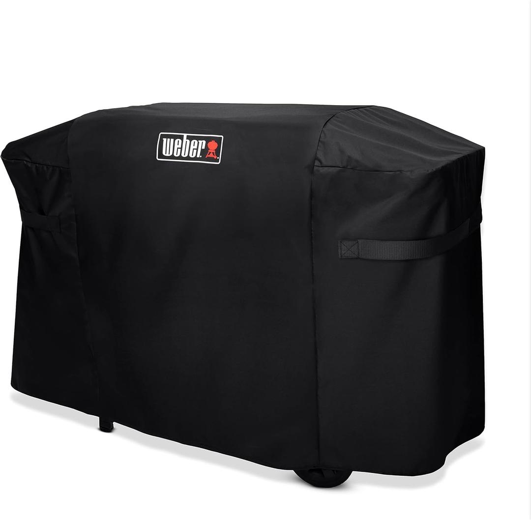 Weber Premium 28Inch Griddle Cover, 3Burner  WeatherResistant Durable Grill Cover with Fastening Straps for Weber 28" RustResistant Griddle, Black