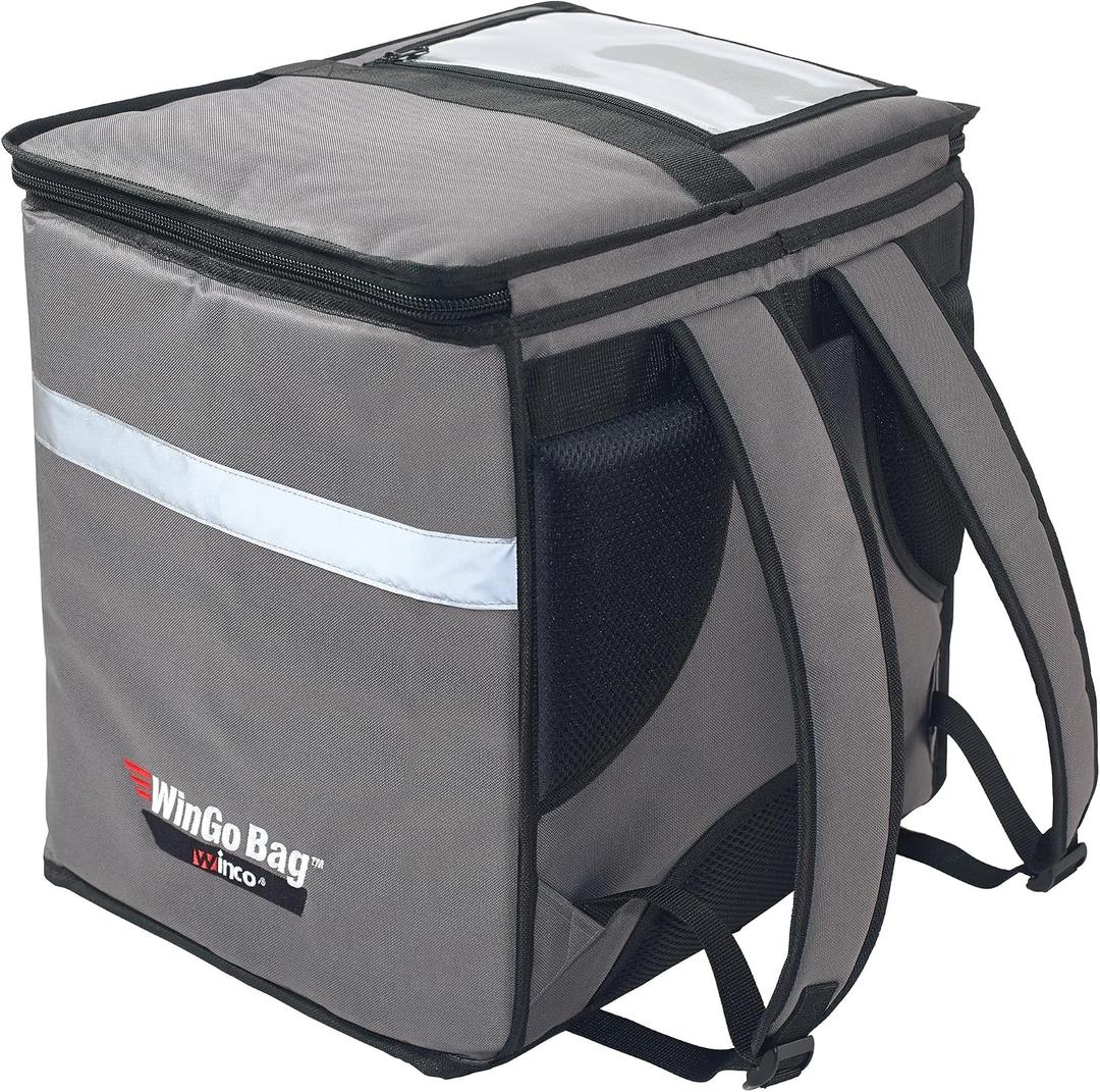 Winco Insulated Food Delivery/Catering Bag, Backpack, Gray