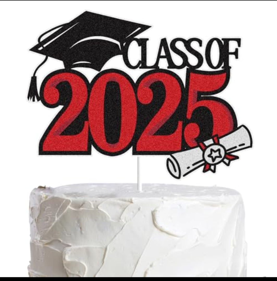 LINGBOOM Class of 2025 Graduation Cake Topper Red Glitter Congrats Grad Cake Decorations Happy Graduation Congratulations Grad 2025 We are So Proud of You Party Supplies (Red) 5 Pack