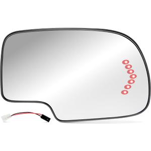 BJSIA Passenger Side Heated Mirror Glass Replacement Fis 2003-2007 Chevy Silverado, Avalanche, Suburban, Tahoe, GMC Sierra, Yukon, Cadillac Escalade, Exterior Side View Mirror with Turn Signal