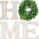 LOGOFUN Farmhouse Wall Home Sign Rustic Home Sign with Wreath Wooden Home Hanging Letters Wall Art Wood Signs Decor for Living Room Kitchen