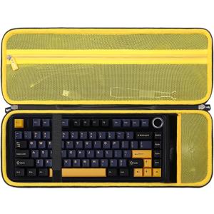 F75 Keyboard Case for Aula F75 Pro/F 75 / MAX for LEOBOG Nova75 Wireless Mechanical Keyboard, Travel Bag Compatible with Aula 75% Hot Swappable Custom Keyboard (Black & Yellow)