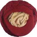 HINDAWI Women Winter Warm Knit Hat Wool Snow Ski Caps with Visor (Red)