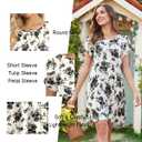 HOTGIFT Woman Swimwear Casual Coverup Swimsuit Short Sleeve Dresses Summer Black Sun Flower Medium (Black, M)