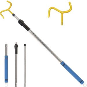 Drapery Pull Rod,36 to 63Curtain Pull Wand Telescoping Pole Heavy Duty For Curtains Wand Stainless Steel Tubes Soft Sponge Handle Rod for Curtains Extension Pole LightweightBlue Handle