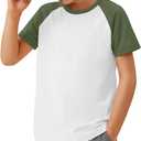 Yooo's Vivi Boys Baseball Tops | Baseball Tops, Crew Neck, Raglan Tees, Short Sleeve, Color-Block, Back to School, Basic, for Boys 5-14Y, Summer, Jersey