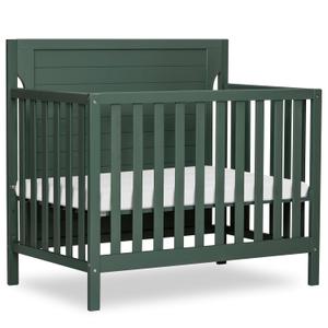 Dream On Me Bellport 4-in-1 Convertible Mini Baby Crib, Compact Design in Safari Green, GreenGuard Gold & BSA, Non-Toxic, Pinewood, Converts to Mini Daybed & Twin Bed, 1 Mattress Pad