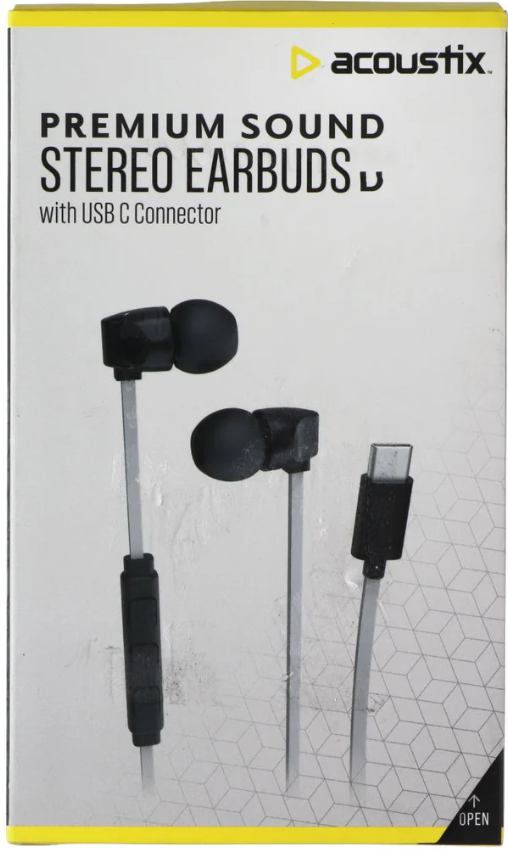 Acoustix Premium Sound Stereo Earbuds With Lightning USB C Connector