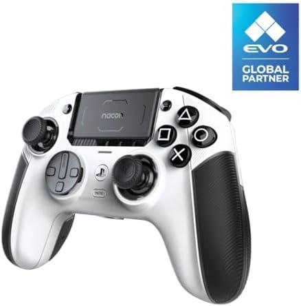 NACON Revolution 5 Pro Officially Licensed PlayStation Wireless Gaming Controller for PS5 / PS4 / PC - Hall Effect, Trigger Stops, Mappable Buttons, Bluetooth Audio - Black/White