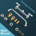 Wall Mount Faucet 8 Inch Center Commercial Kitchen Faucet, 12 Inches Swivel Spout Wall Mounted Restaurant Sink Faucets 2 Handle Commercial Faucets for Laundry Utility(Polished,12")