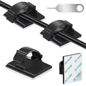 Adhesive Cable Holder Management Wire Clips 50 Pcs BlackSuitable for Cables with a Diameter of  6mm in Cars, Houses, and Offices